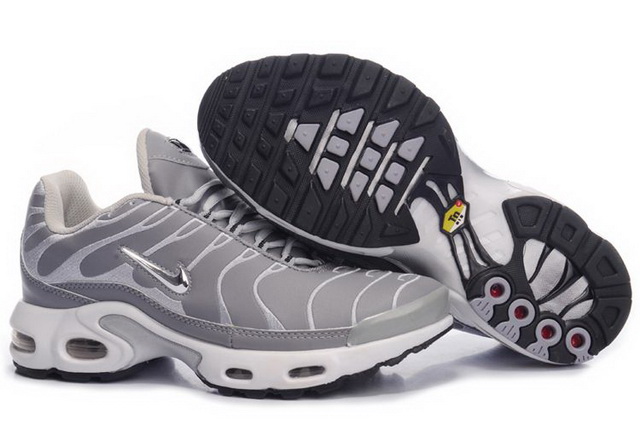 Mens Nike Air Max TN Grey Metallic Silver Patten Shoes - Click Image to Close